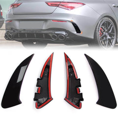 Flossen Flaps Hinten Stoß. Aero Flics Schwarz für Mercedes CLA C118 X118 AMG Line CLA45 ab 2019