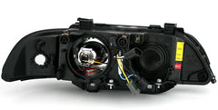 NEU LED Angel Eyes Scheinwerfer Schwarz Passend für 5er E39 1995-2000 V2 H7 E-Prüfzeichen