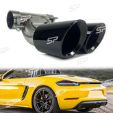 Sport Auspuff Auspuffblenden Endrohre Schwarz GTS Look für Porsche 981 Cayman Boxster 2012 2013 2014 2015 2016 Benzin et181
