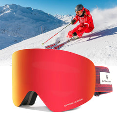 UV-Schutz Skibrille Anti-Nebel Schneebrille Winddicht SKi Goggles mit OTG-Design für Brillenträger Damen und Herren HB-197B