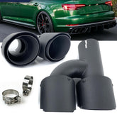 Matt Carbon Endrohr Auspuffblenden Duplex für AUDI A4 A5 B8 A6 C7 Q5 8U et298