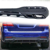 Heckdiffusor + Endrohre Schwarz für Mercedes GLS X166 AMG Line 2015-2019