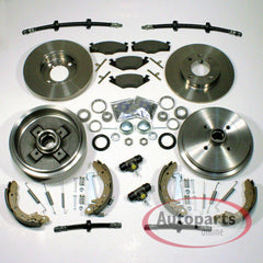 NEU 239mm Bremsscheiben Beläge vorne Bremstrommel Set hinten Bremsschläuche für VW Golf 2 1983-1991