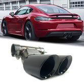 Sport Auspuff Auspuffblenden Endrohre Schwarz GTS Look für Porsche 718 Cayman Boxster 2016-2022 Benzin et183