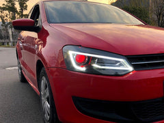 NEU LED Tagfahrlicht Scheinwerfer Doppelstrahl Dämonenaugen Für VW Polo 6C 6R 2009-2017