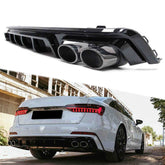 Schwarz Diffusor Heckdiffusor Endrohre für AUDI A6 S6 C8 Limo Avant S-Line 2018+ di92
