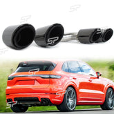 GTS Optik Schwarz Glanz Auspuff Auspuffblenden für Porsche Cayenne Turbo PO536 9YA ab18