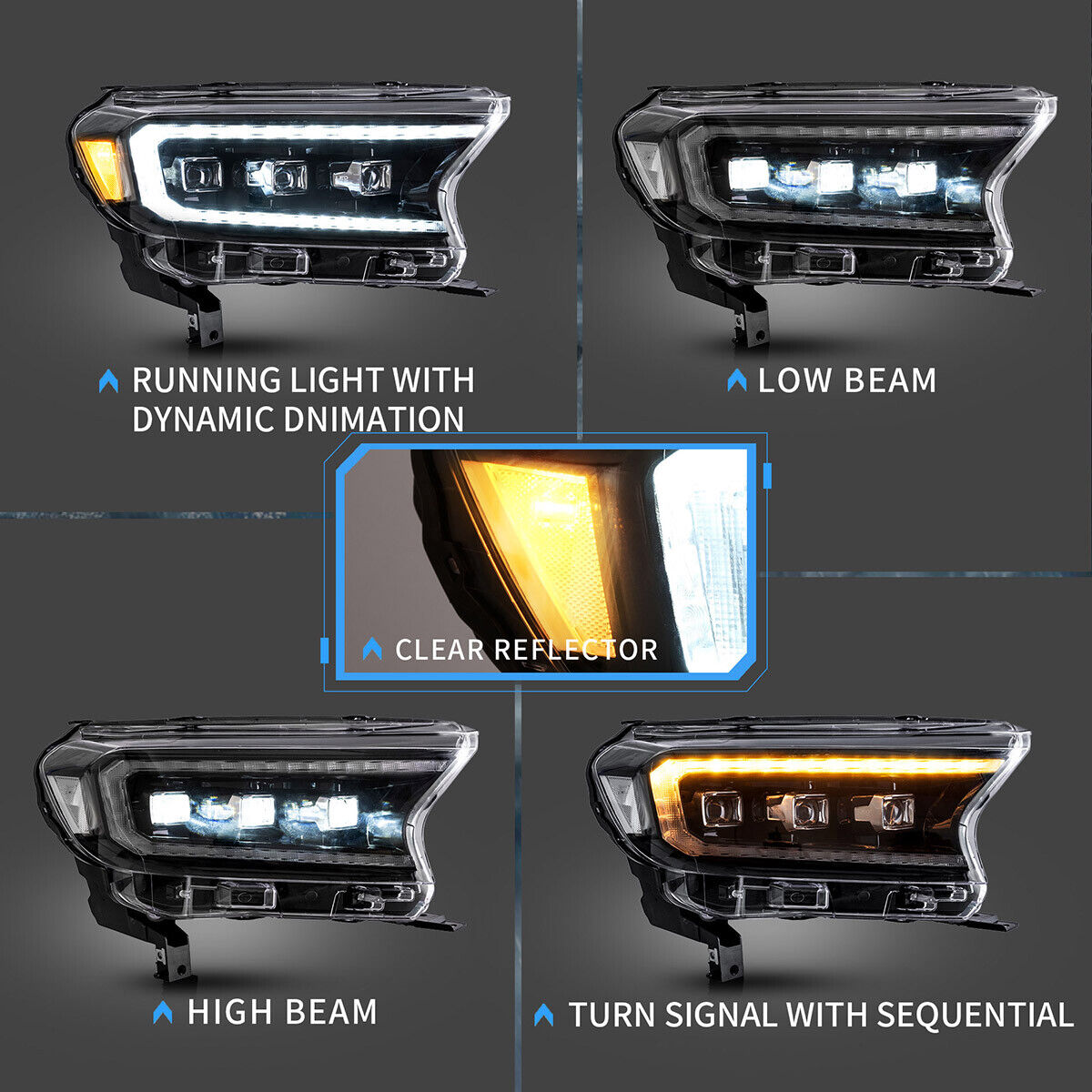 NEU LED Scheinwerfer Frontscheinwerfer für Ford Ranger (T6) Raptor Wildtrak 2015-2020