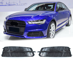 Lüftungsgitter Nebelscheinwerfer Grill Gitter Schwarz für Audi A6 C7 2015-2018 MOPF