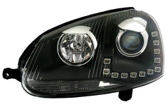 NEU Scheinwerfer Set mit LED Tagfahrlicht TFL DRL Schwarz für VW Golf 5 VW Jetta 3 2006-2010 mit E-Prüfzeichen