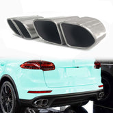 Schwarz Auspuffblenden Endrohre für Porsche Cayenne V6 Facelift 14-17 et103