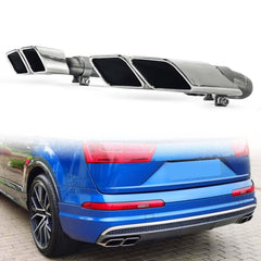 Chrom Auspuffblenden Doppelrohr Endrohre Performance für AUDI Q7 4M 2016-2019