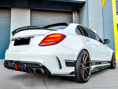 Diffusor Heckdiffusor Auspuff Endrohre Schwarz für Mercedes C Klasse W205 S205 C43 AMG Line di8