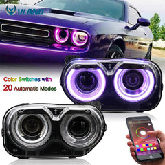 NEU LED Halogen RGB Frontscheinwerfer für Dodge Challenger SE R/T Set 2015-21