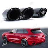 Sport Auspuff Auspuffblenden Endrohre Schwarz GTS Look für Porsche Cayenne 92A MOPF Benzin 2014-2017 et151