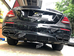 NUR FÜR BENZIN Diffusor Heckdiffusor + Auspuffblenden Schwarz Glanz für Mercedes E-Klasse W213 S213 AMG Line di33