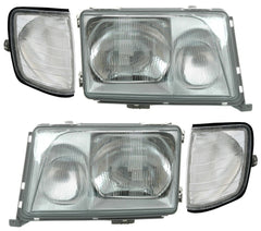 NEU Scheinwerfer + Blinker für Mercedes E-Klasse W124 S124 C124 A124 1993-1996 H3 H4 mit E-Prüfzeichen