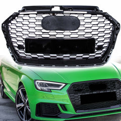 Sport Grill Wabengrill Kühlergrill Schwarz für AUDI A3 S3 8V S Line Facelift 16-20 NON ACC fg164