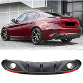 NEU Matt Schwarz Heckdiffusor + Chrom Auspuffblende für Alfa Romeo Giulia Limousine 16-18