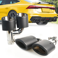 NEU Matt Carbon Duplex Sportauspuff Auspuffblenden Endrohre für AUDI VW Universal 48-52mm et259