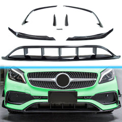 Aero Flaps Splitter Frontspoiler Spoilerlippe Schwarz für Mercedes Benz A Klasse W176 AMG Line A45 2015-2018 di24