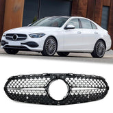 Diamant Grill Kühlergrill Frontgrill Schwarz für Mercedes C Klasse W206 S206 Avantgarde 2021+