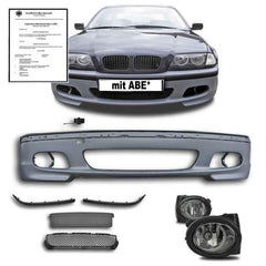 NUE Front Stoßstange + Nebelscheinwerfer Tagfahrlicht Passend für 3er E46 Limousine Touring 1998-2005 mit ABE