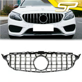 GT LOOK Chrom Kühlergrill Frontgrill Front Grill für Mercedes Benz C Klasse W205 S205 C205 A205 2014 2015 2016 2017 2018