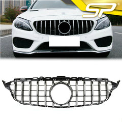 GT LOOK Chrom Kühlergrill Frontgrill Front Grill für Mercedes Benz C Klasse W205 S205 C205 A205 2014 2015 2016 2017 2018