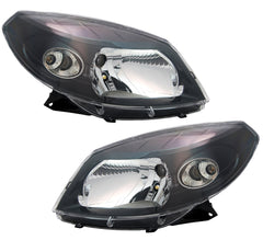 NEU Scheinwerfer Set Schwarz für Dacia Sandero (B90) 2008-2011 H4 mit E-Prüfzeichen