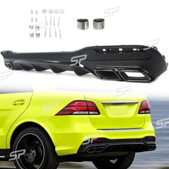 Schwarz Heckdiffusor Endrohre für Mercedes GLE W166 SUV AMG Line MOPF 15-18