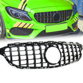Kühlergrill Front Grill GT Panamericana Schwarz für Mercedes Benz C-Klasse W205 C205 S205 A205 14-18 pz225