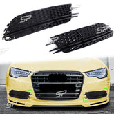 Lüftungsgitter Nebelscheinwerfer Blenden Gitter Schwarz für Audi A6 C7 2011-2014 Vor MOPF
