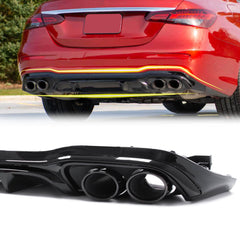 BENZIN Heck Diffusor + Auspuff Schwarz für Mercedes E-Klasse W213 AMG Line Facelift 2020+