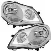 NEU Halogen Scheinwerfer Set LWR Chrom für VW Polo 9N 2005-2012 H1 H7 mit E-Prüfzeichen