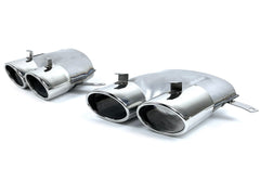 Auspuffblenden Endrohre Duplex Silber für Audi A6 4G C7 S Line Limosine Avant 2015-2018