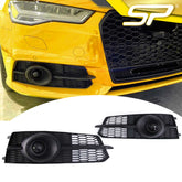 Lüftungsgitter Nebelscheinwerfer Grill Gitter Schwarz für AUDI A6 C7 S-Line 2015-2018 mit ACC