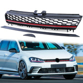 Grill Wabengrill Kühlergrill Schwarz mit Roter Leiste für VW Golf 7 2012-2017 Ohne Emblem