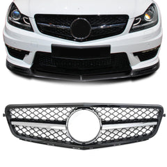 Grill Kühlergrill Frontgrill Chrom + Schwarz für Mercedes C Klasse W204 S204 2007-2014