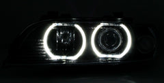 NEU LED Angel Eyes Scheinwerfer Schwarz Passend für 5er E39 1995-2000 V2 H7 E-Prüfzeichen