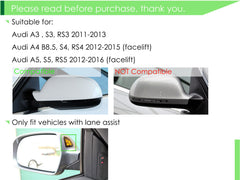 Alu Matt Chrom Spiegelkappen für AUDI A3 8P S3 RS3 2010-2013 Facelift SideAssist mc14