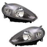 NEU Halogen Scheinwerfer Set Anthrazit für Fiat Punto 2012+ Fiat Punto Evo 199 2008-2012 H4 mit E-Prüfzeichen
