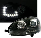 NEU Scheinwerfer Set mit LED Tagfahrlicht TFL DRL Schwarz für VW Golf 5 VW Jetta 3 2006-2010 mit E-Prüfzeichen