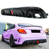 Diffusor Heckdiffusor Auspuff Endrohre Schwarz für Mercedes C Klasse W205 S205 C43 AMG Line di8