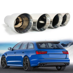 NEU Chrom Duplex Sportauspuff Auspuffblenden Endrohre für AUDI VW Universal 65-69mm et289