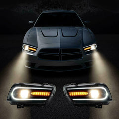 LED DRL Projector Scheinwerfer für Dodge Charger 2011-2014 Halogen Model+Bulbs
