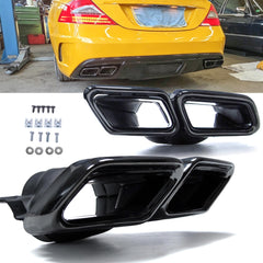 Auspuffblenden Auspuff Schwarz Glanz für Mercedes EKlasse W212 Facelift S Klasse W222 S65 AMG 2013+