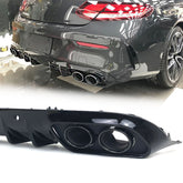 Diffusor Heckdiffusor + Auspuffblenden Schwarz für Mercedes C-Klasse C205 Coupe A205 Cabrio AMG Line C43 AMG di27