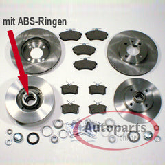 NEU 256mm + 226mm Bremsen Set ABS Ringe vorne hinten für VW Golf III Golf IV Cabrio 1993-2002