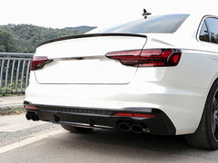 NEU Heck Diffusor + Endrohre Schwarz Glanz für Audi A4 B9 S Line S4 05/2019-2024